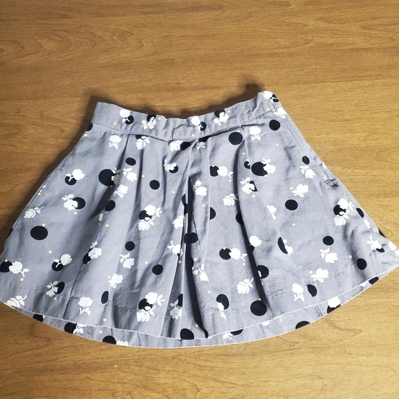 Janie and Jack Girls Skirt Size 5 Floral Polka Dot Pleated Side Zip Gray Casual - Picture 1 of 8